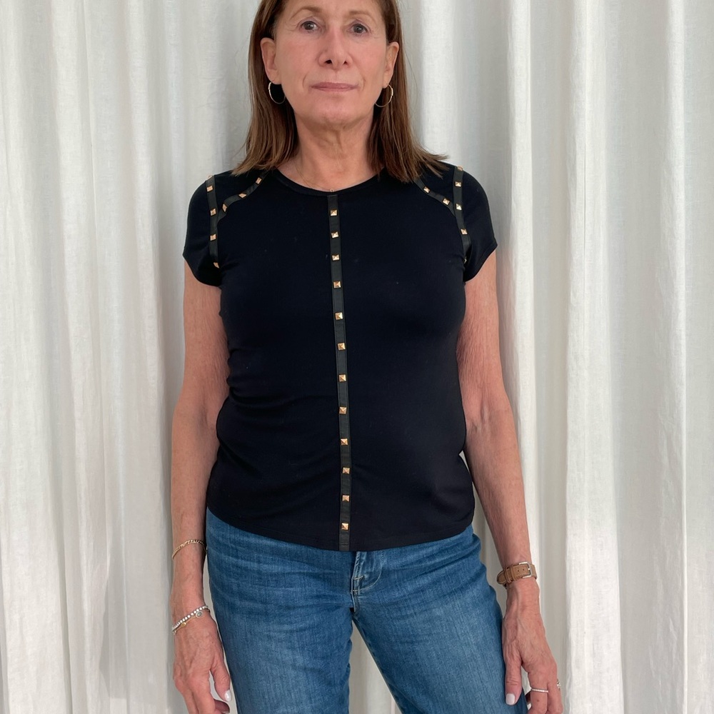 Generation Love Leather Studded Black Tee
